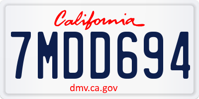 CA license plate 7MDD694