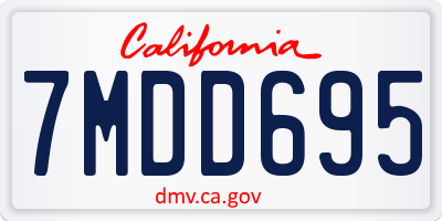CA license plate 7MDD695