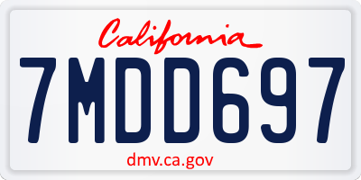 CA license plate 7MDD697