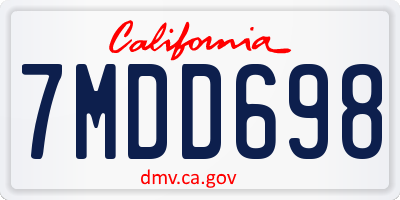 CA license plate 7MDD698