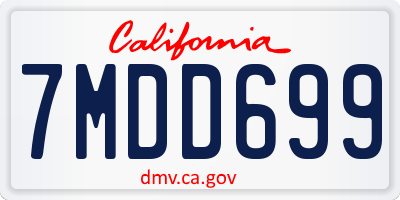 CA license plate 7MDD699