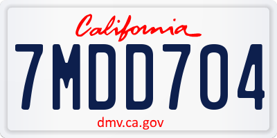 CA license plate 7MDD704