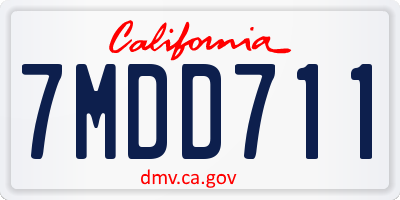 CA license plate 7MDD711