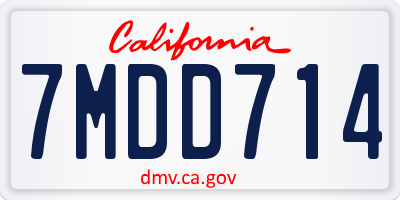 CA license plate 7MDD714