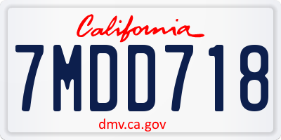 CA license plate 7MDD718