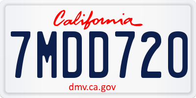 CA license plate 7MDD720