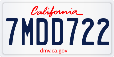 CA license plate 7MDD722