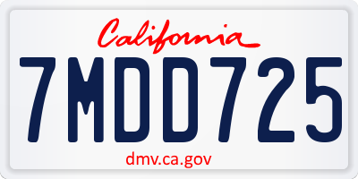 CA license plate 7MDD725