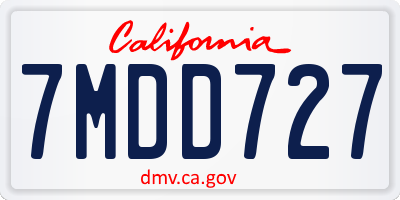 CA license plate 7MDD727
