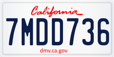 CA license plate 7MDD736