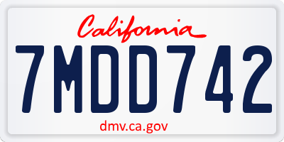 CA license plate 7MDD742