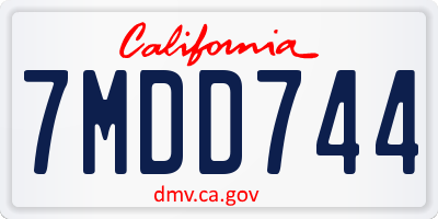 CA license plate 7MDD744