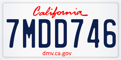 CA license plate 7MDD746