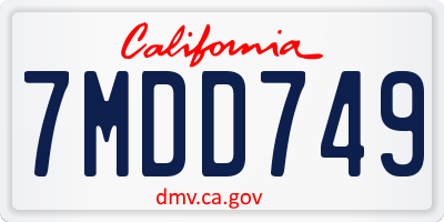 CA license plate 7MDD749