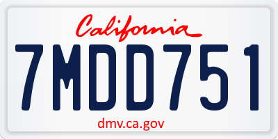 CA license plate 7MDD751