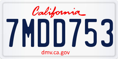 CA license plate 7MDD753