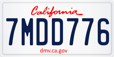 CA license plate 7MDD776