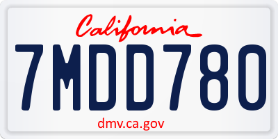 CA license plate 7MDD780