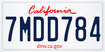 CA license plate 7MDD784