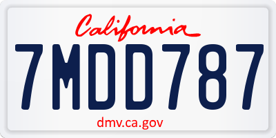 CA license plate 7MDD787