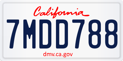 CA license plate 7MDD788