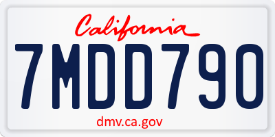 CA license plate 7MDD790
