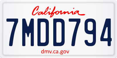 CA license plate 7MDD794