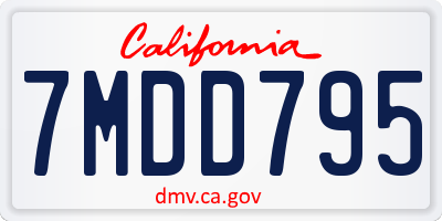 CA license plate 7MDD795