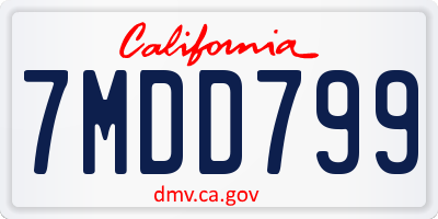 CA license plate 7MDD799