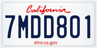 CA license plate 7MDD801