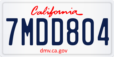 CA license plate 7MDD804