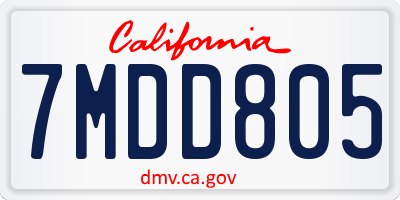 CA license plate 7MDD805
