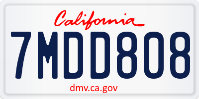 CA license plate 7MDD808