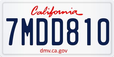 CA license plate 7MDD810