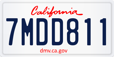 CA license plate 7MDD811