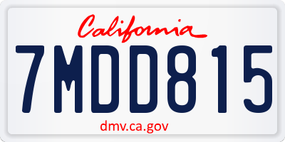 CA license plate 7MDD815