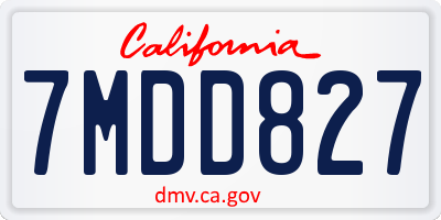 CA license plate 7MDD827