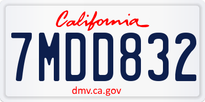 CA license plate 7MDD832