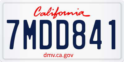 CA license plate 7MDD841