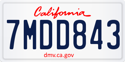 CA license plate 7MDD843