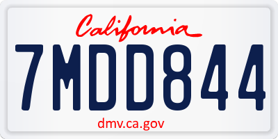 CA license plate 7MDD844