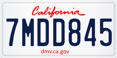 CA license plate 7MDD845