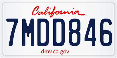 CA license plate 7MDD846