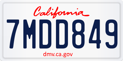 CA license plate 7MDD849