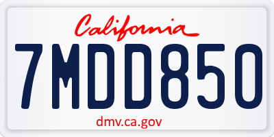 CA license plate 7MDD850