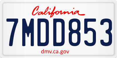 CA license plate 7MDD853