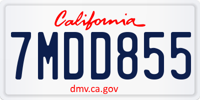 CA license plate 7MDD855