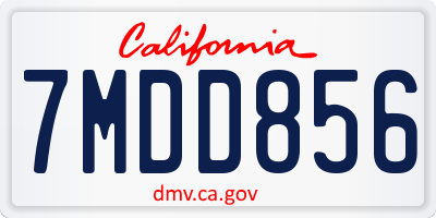 CA license plate 7MDD856