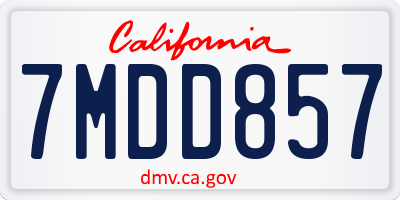 CA license plate 7MDD857