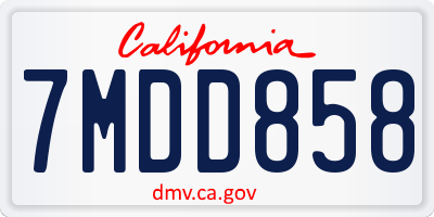 CA license plate 7MDD858